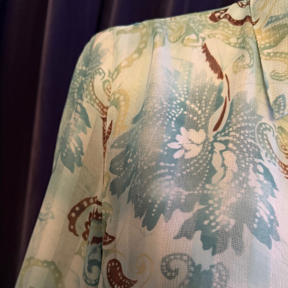 Alfred Dunner Teal and Brown Paisley Blouse - Picture 3 of 5
